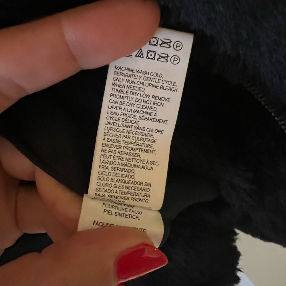 Lucky Brand faux fur black moto jacket. Size M - Picture 7 of 7